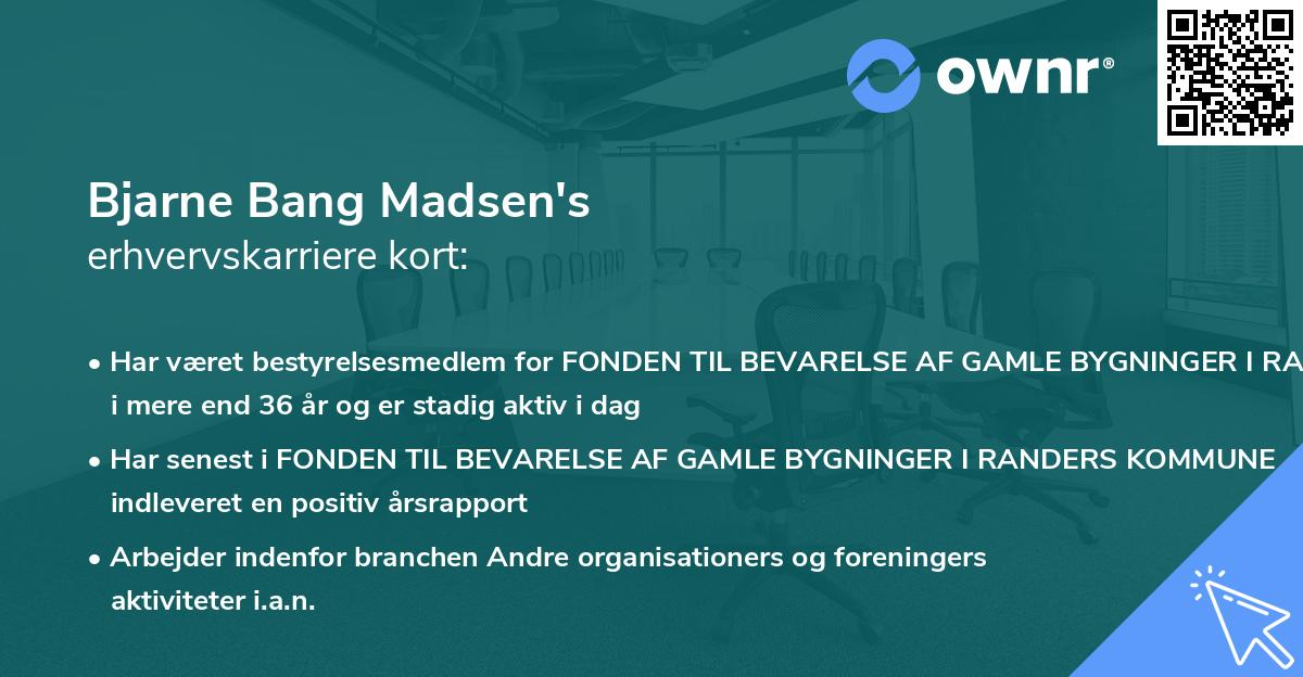 Bjarne Bang Madsen's erhvervskarriere kort
