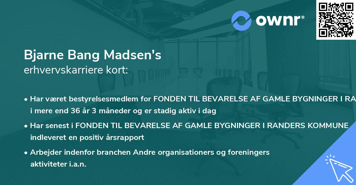 Bjarne Bang Madsen's erhvervskarriere kort