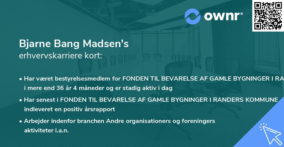Bjarne Bang Madsen's erhvervskarriere kort
