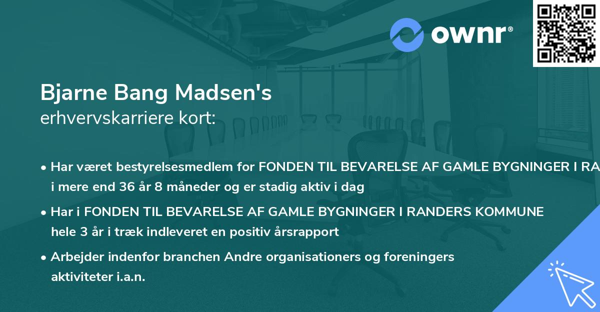 Bjarne Bang Madsen's erhvervskarriere kort