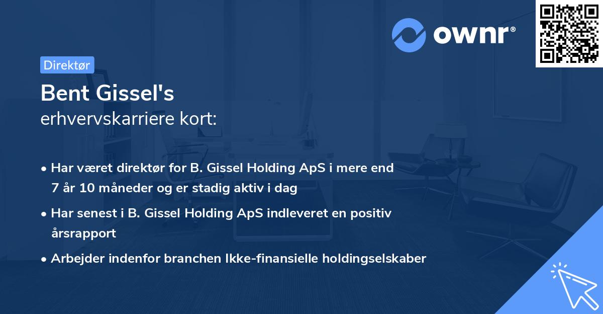 Bent Gissel's erhvervskarriere kort