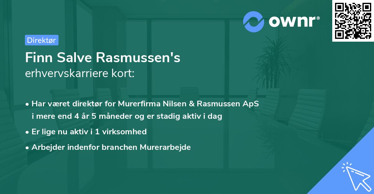 Finn Salve Rasmussen's erhvervskarriere kort