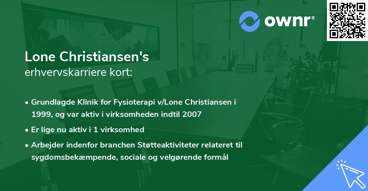 Lone Christiansen's erhvervskarriere kort