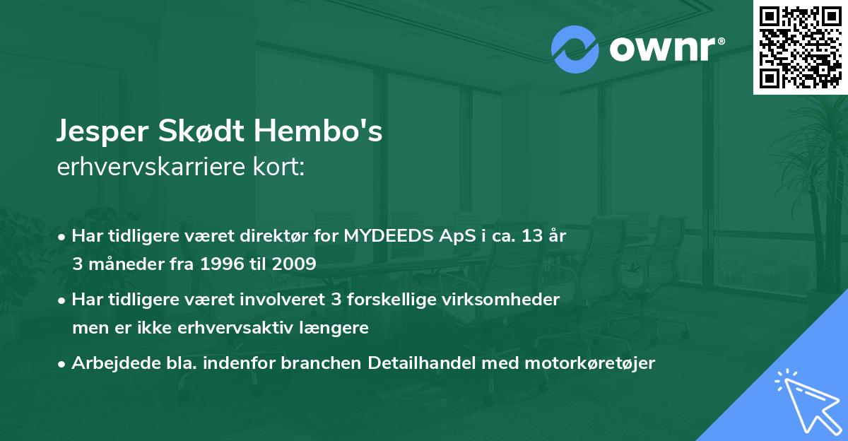 Jesper Skødt Hembo's erhvervskarriere kort