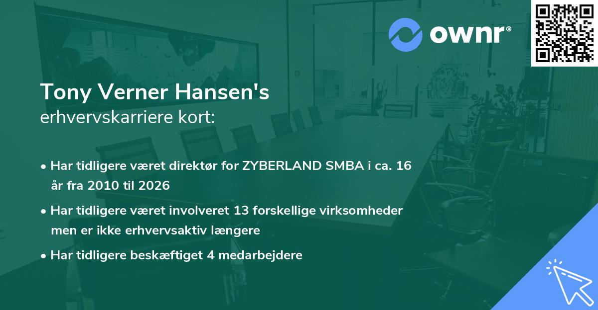 Tony Verner Hansen's erhvervskarriere kort