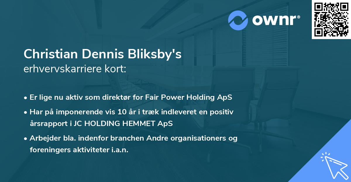 Christian Dennis Bliksby's erhvervskarriere kort