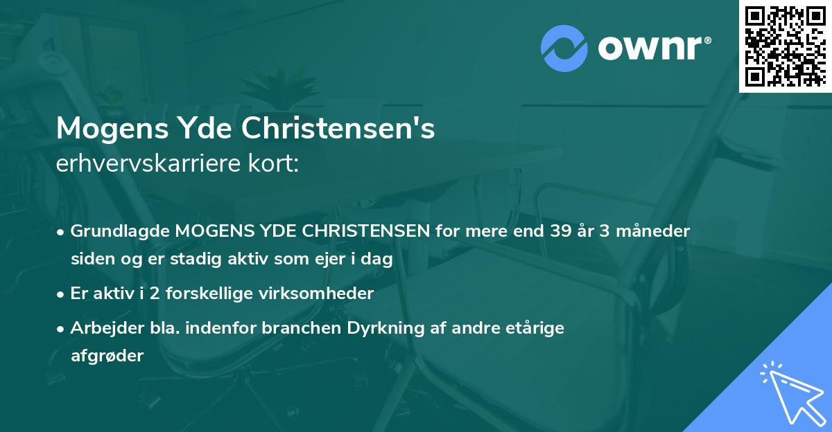 Mogens Yde Christensen's erhvervskarriere kort