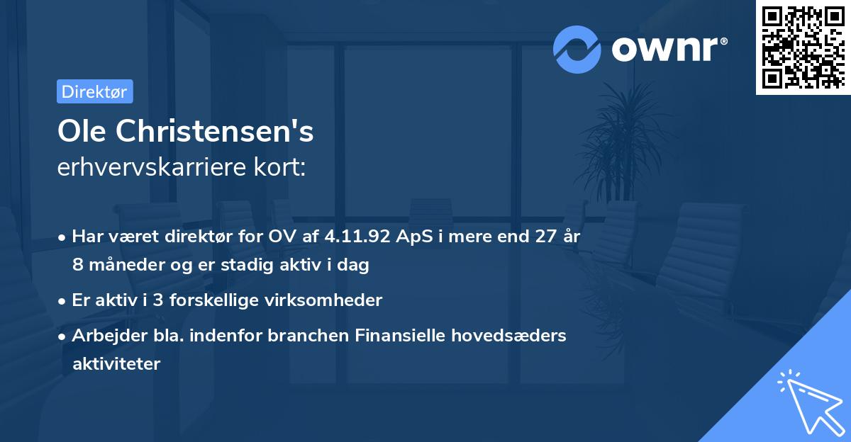 Ole Christensen's erhvervskarriere kort