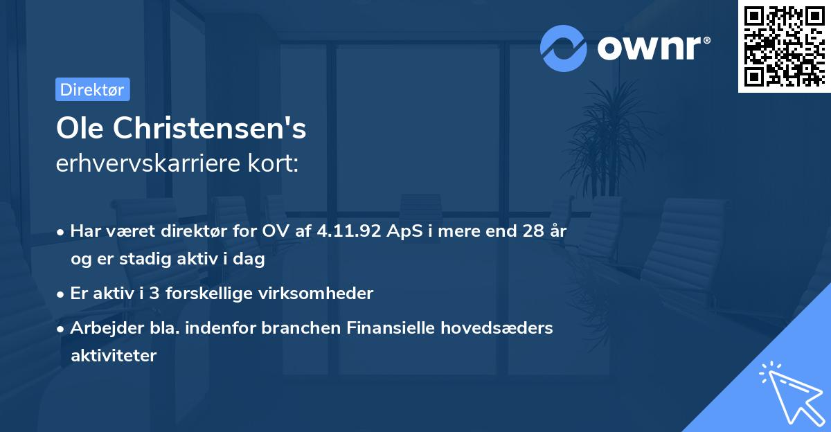 Ole Christensen's erhvervskarriere kort