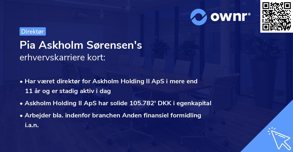Pia Askholm Sørensen's erhvervskarriere kort