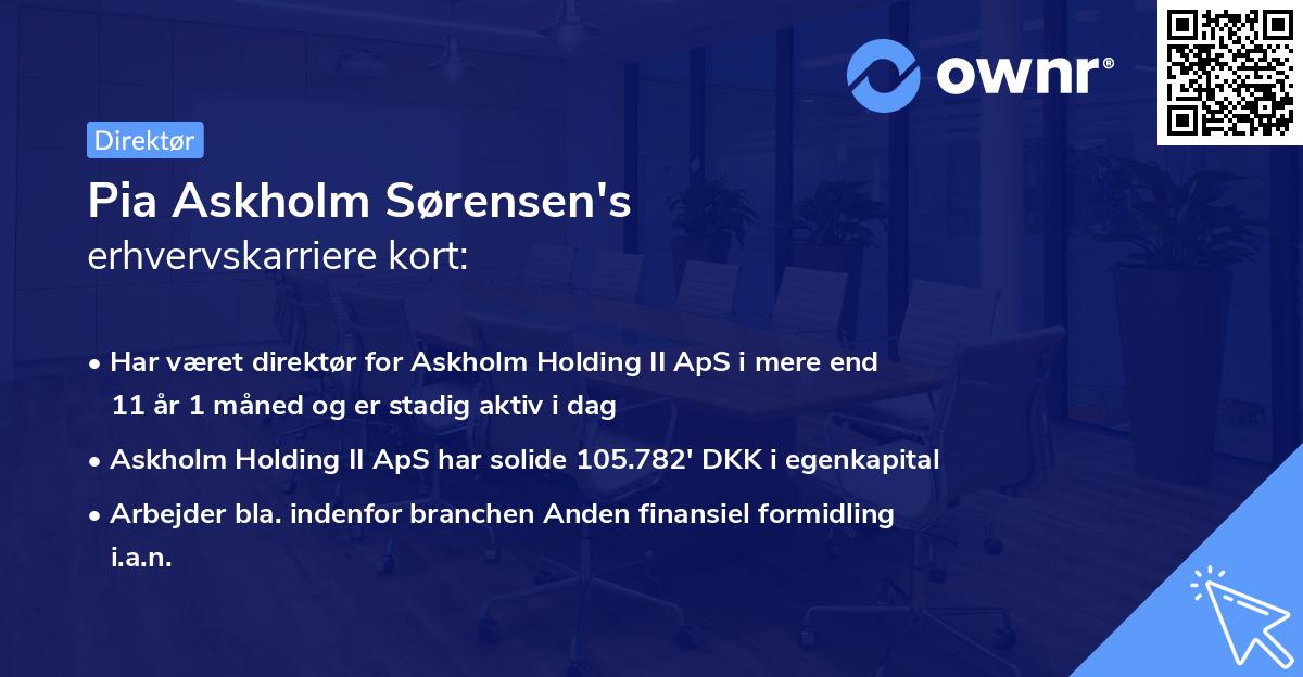Pia Askholm Sørensen's erhvervskarriere kort
