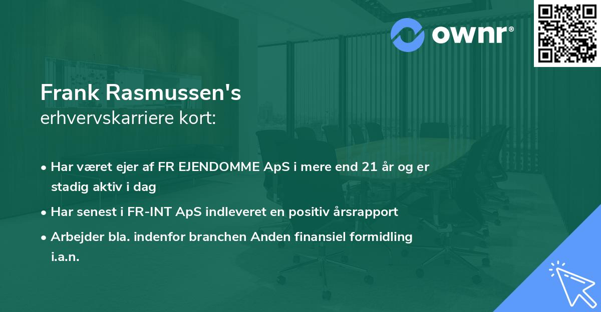 Frank Rasmussen's erhvervskarriere kort