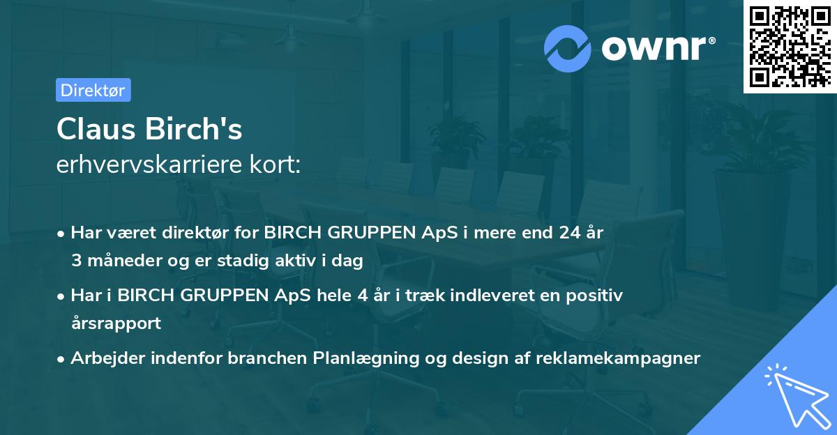 Claus Birch's erhvervskarriere kort
