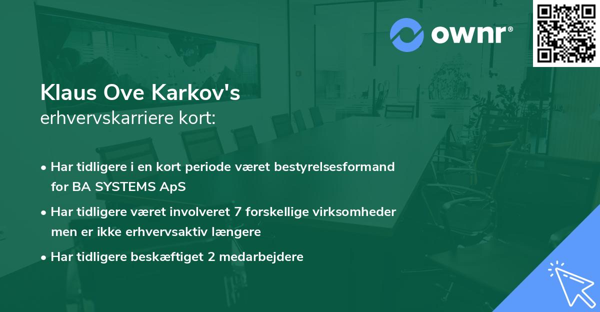 Klaus Ove Karkov's erhvervskarriere kort