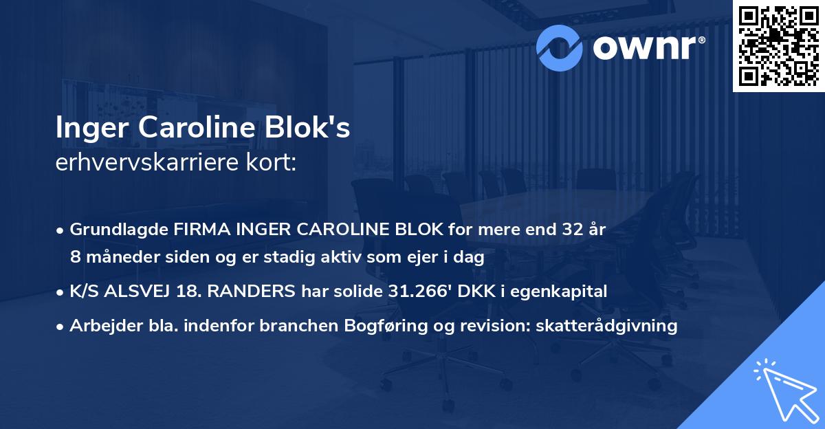 Inger Caroline Blok's erhvervskarriere kort