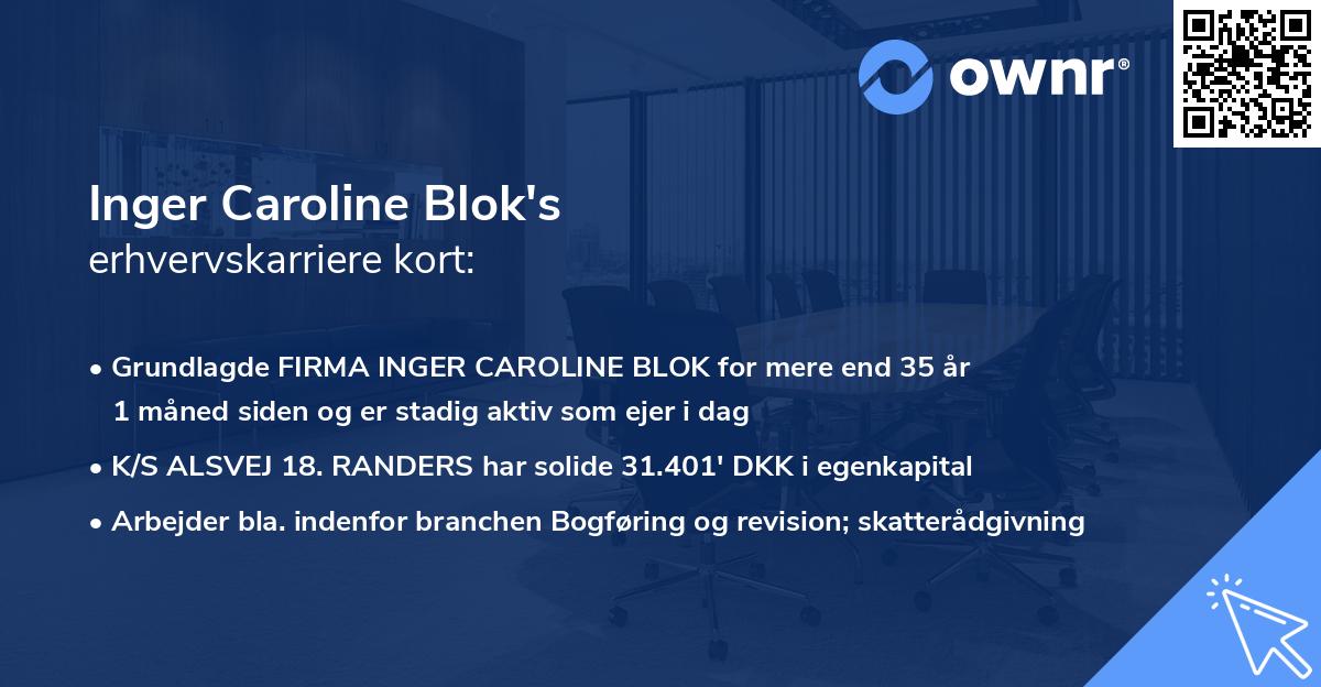 Inger Caroline Blok's erhvervskarriere kort