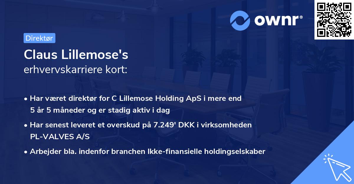 Claus Lillemose's erhvervskarriere kort
