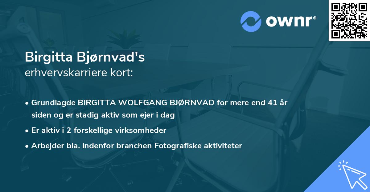 Birgitta Bjørnvad's erhvervskarriere kort