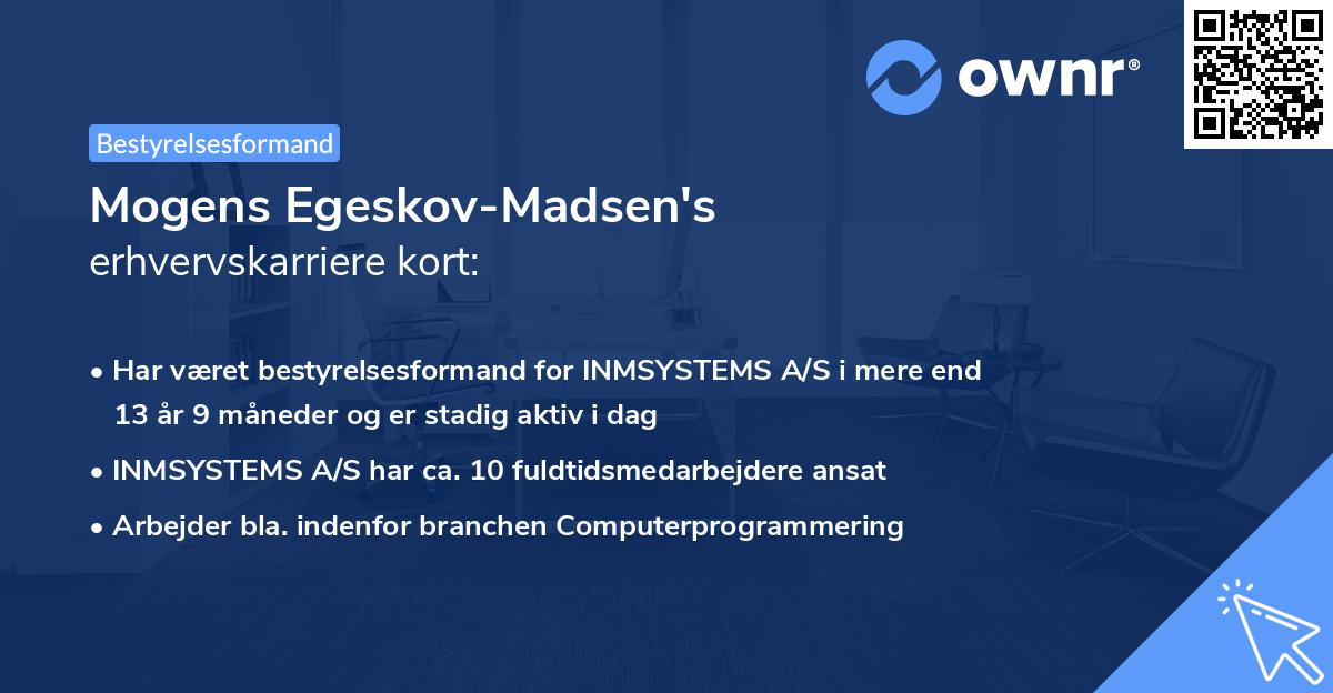 Mogens Egeskov-Madsen's erhvervskarriere kort