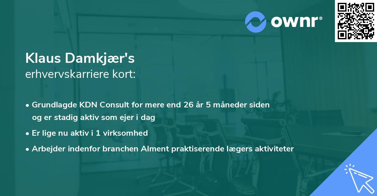 Klaus Damkjær's erhvervskarriere kort