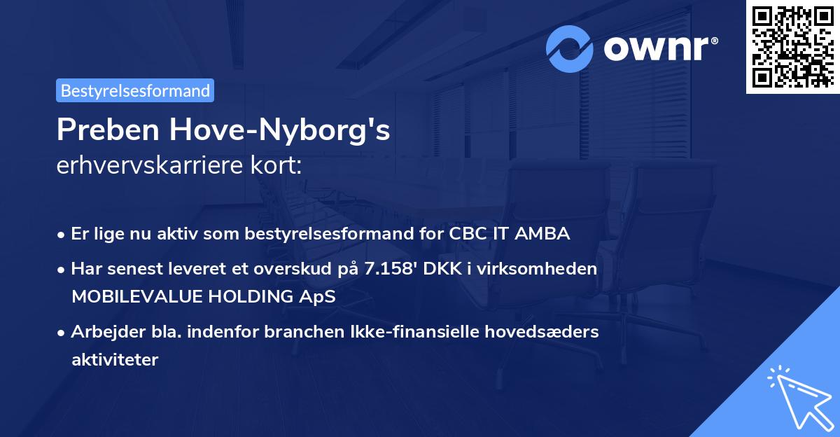 Preben Hove-Nyborg's erhvervskarriere kort