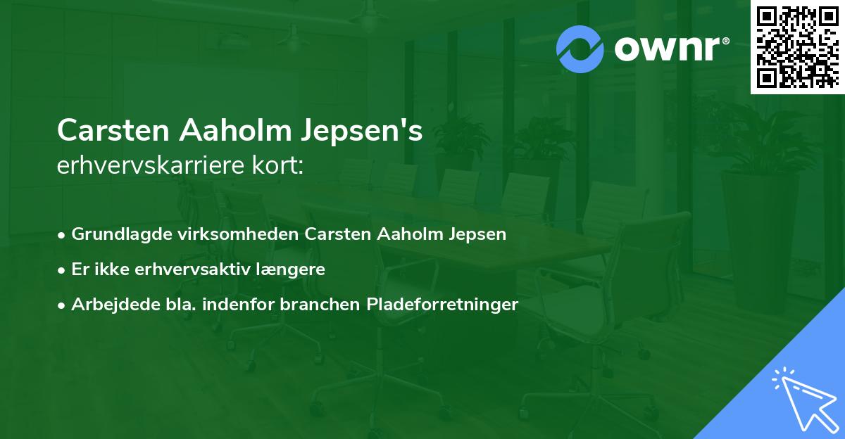 Carsten Aaholm Jepsen's erhvervskarriere kort