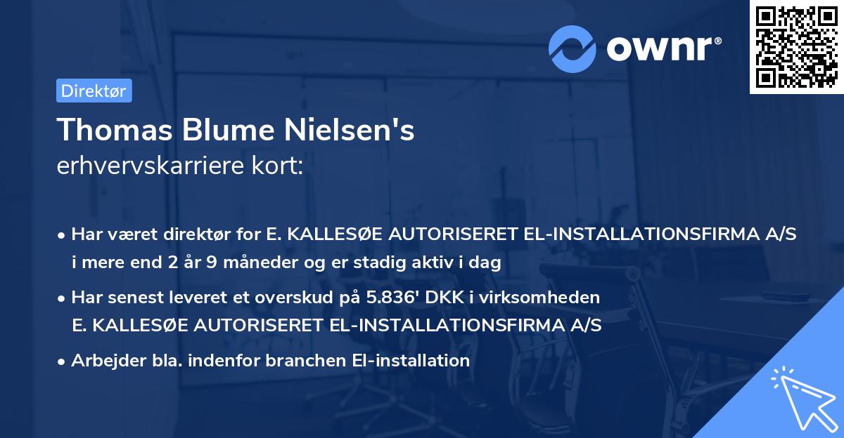 Thomas Blume Nielsen's erhvervskarriere kort