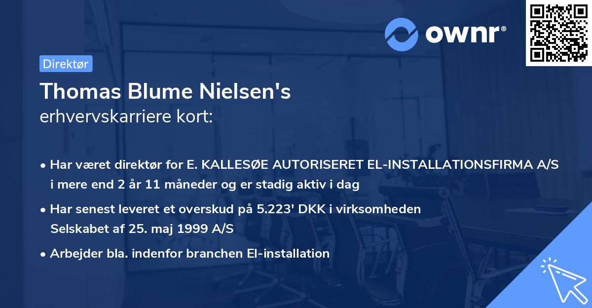 Thomas Blume Nielsen's erhvervskarriere kort