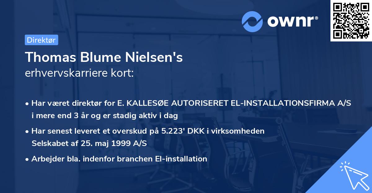 Thomas Blume Nielsen's erhvervskarriere kort
