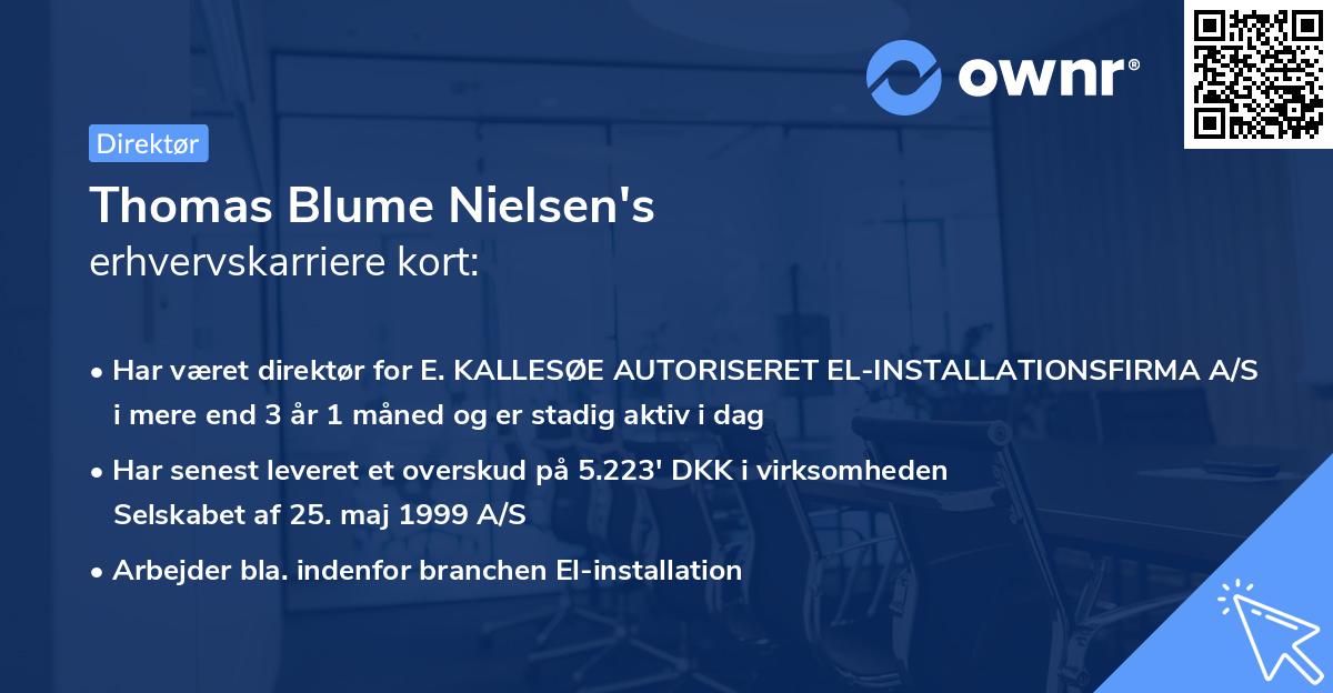 Thomas Blume Nielsen's erhvervskarriere kort