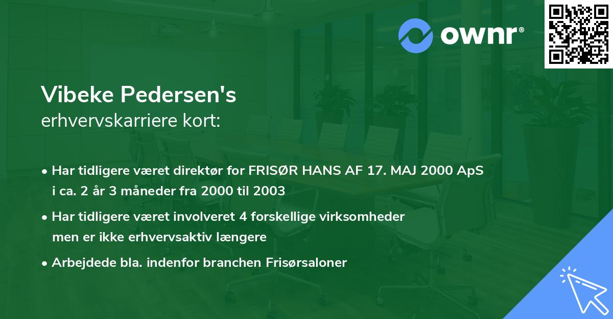 Vibeke Pedersen's erhvervskarriere kort