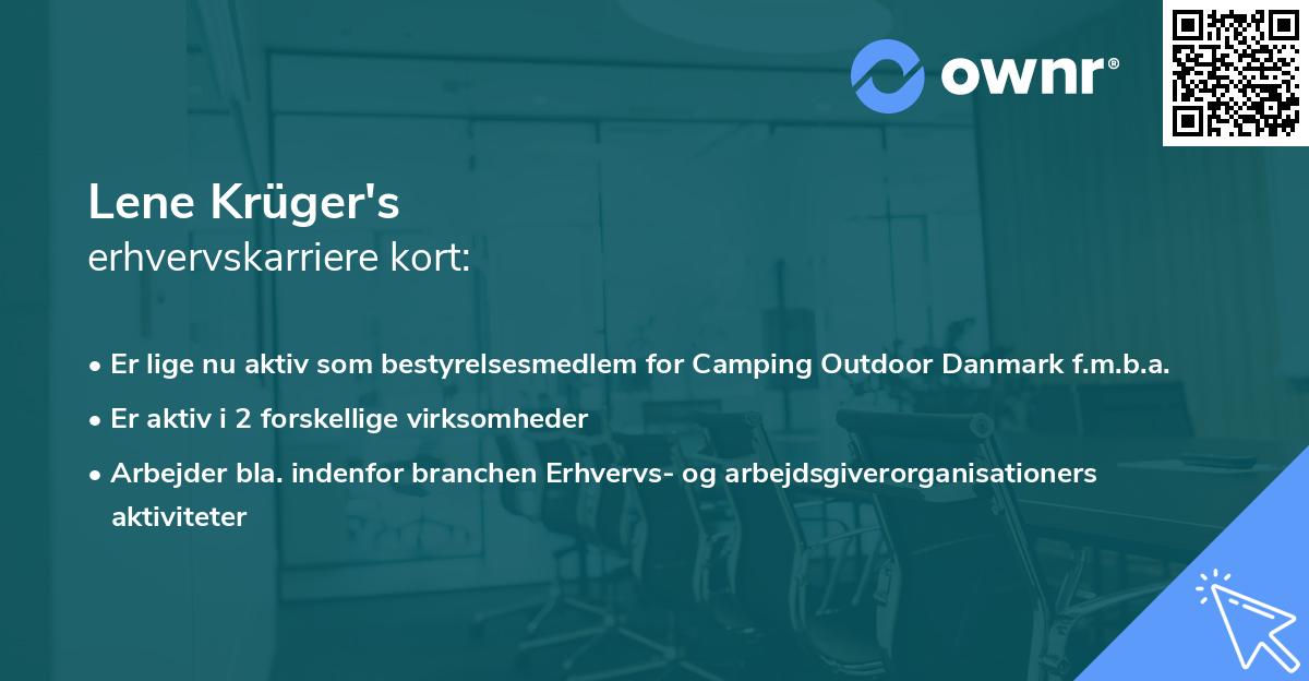 Lene Krüger's erhvervskarriere kort