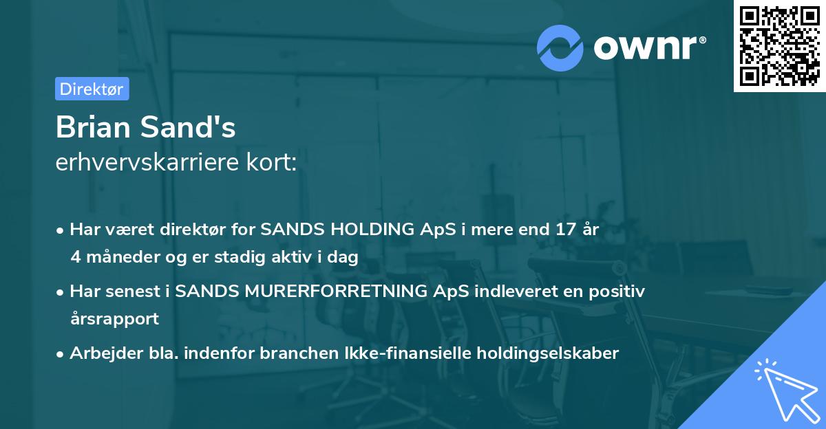Brian Sand's erhvervskarriere kort