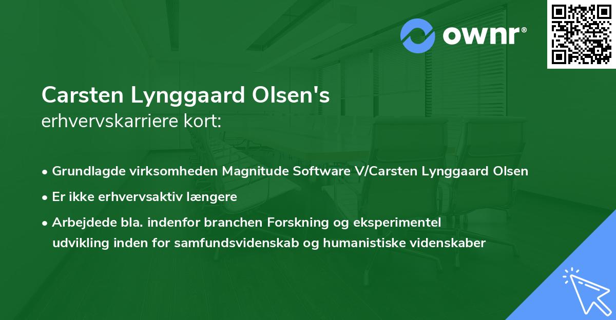 Carsten Lynggaard Olsen's erhvervskarriere kort