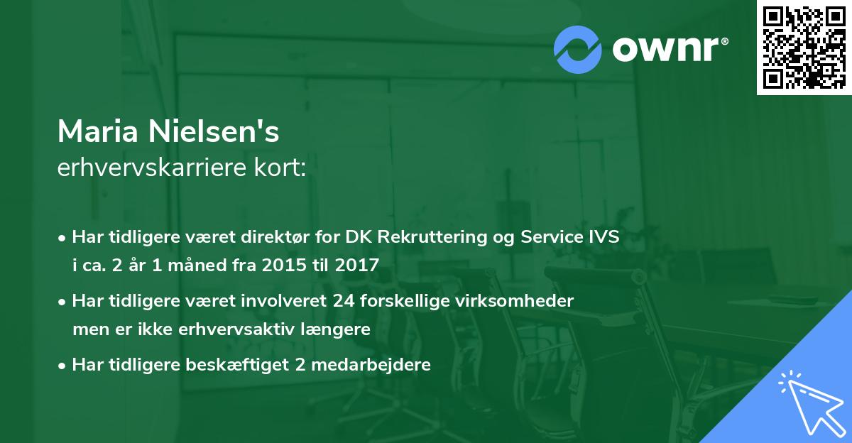 Maria Nielsen's erhvervskarriere kort