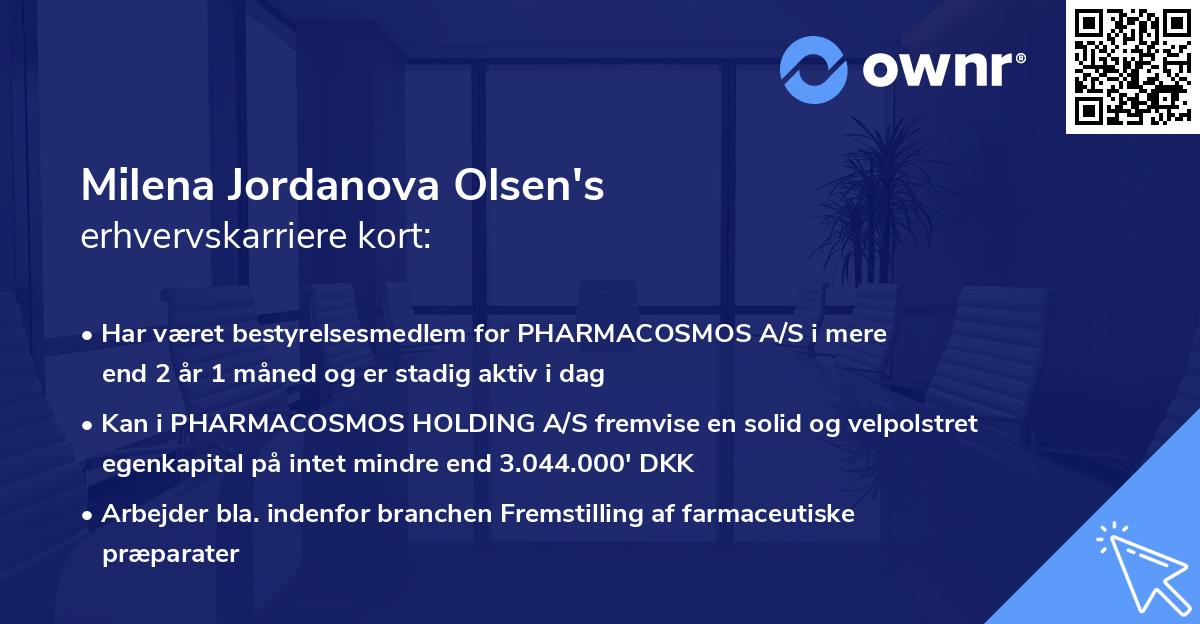 Milena Jordanova Olsen's erhvervskarriere kort