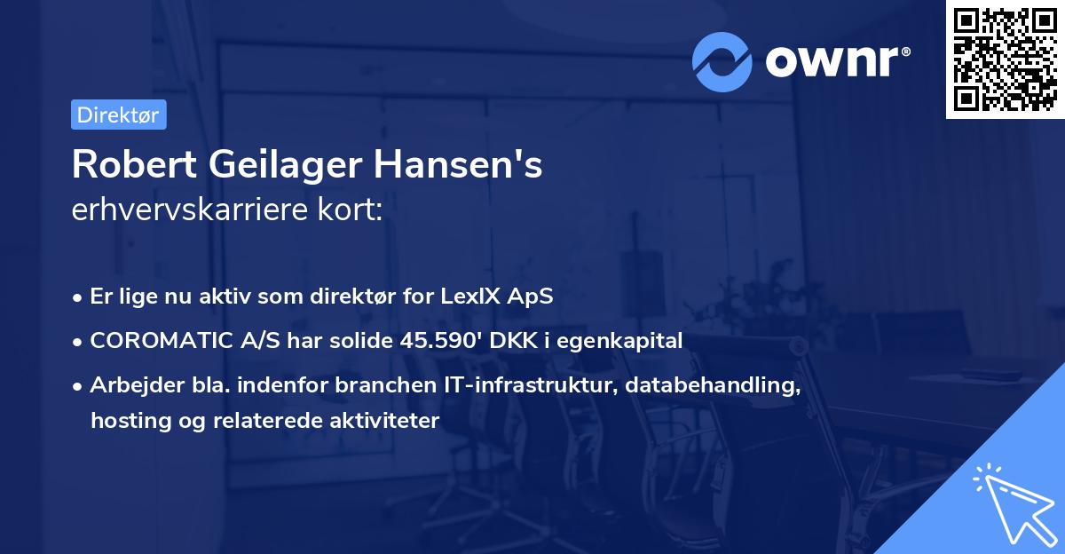 Robert Geilager Hansen's erhvervskarriere kort