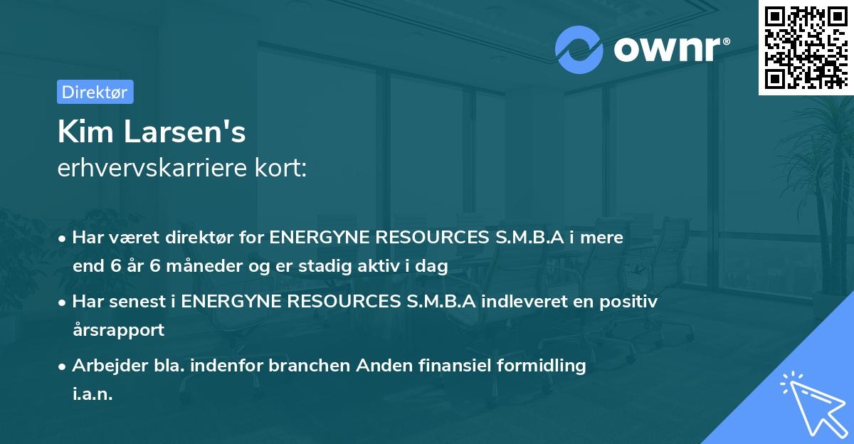Kim Larsen's erhvervskarriere kort