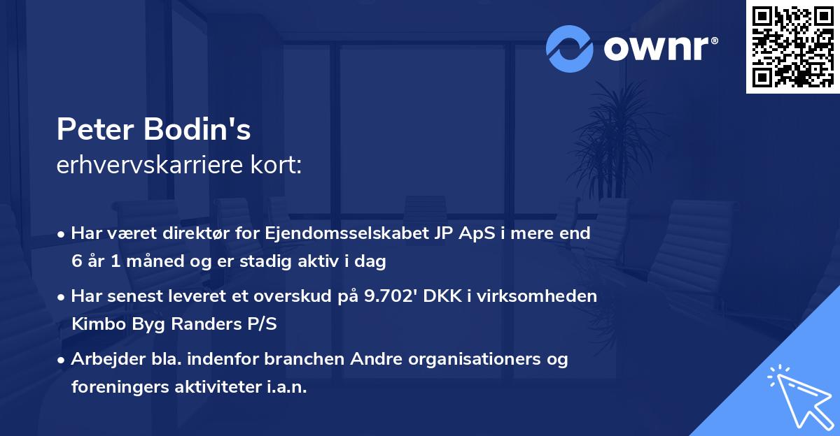Peter Bodin's erhvervskarriere kort