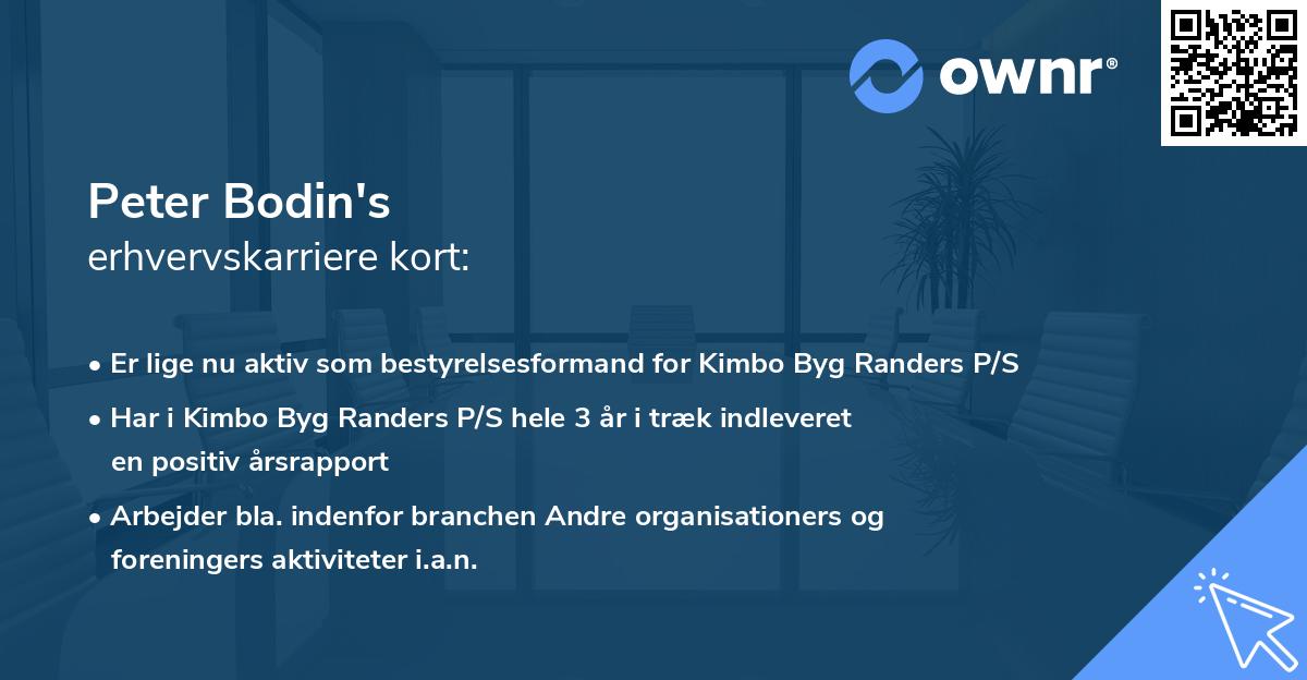 Peter Bodin's erhvervskarriere kort