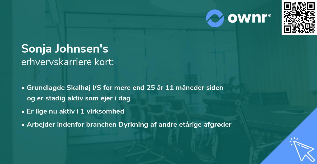 Sonja Johnsen's erhvervskarriere kort