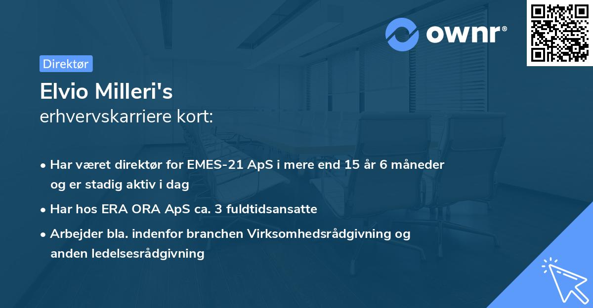 Elvio Milleri's erhvervskarriere kort
