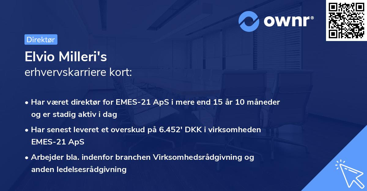 Elvio Milleri's erhvervskarriere kort