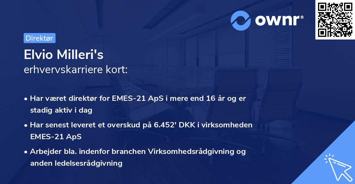 Elvio Milleri's erhvervskarriere kort