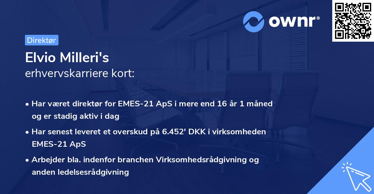 Elvio Milleri's erhvervskarriere kort