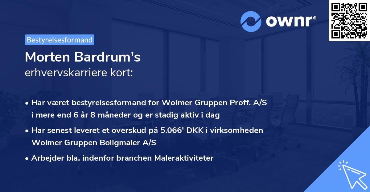 Morten Bardrum's erhvervskarriere kort