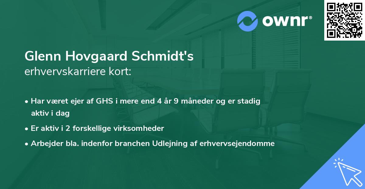 Glenn Hovgaard Schmidt's erhvervskarriere kort