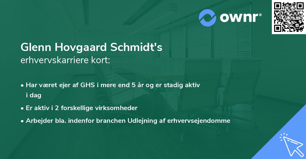 Glenn Hovgaard Schmidt's erhvervskarriere kort