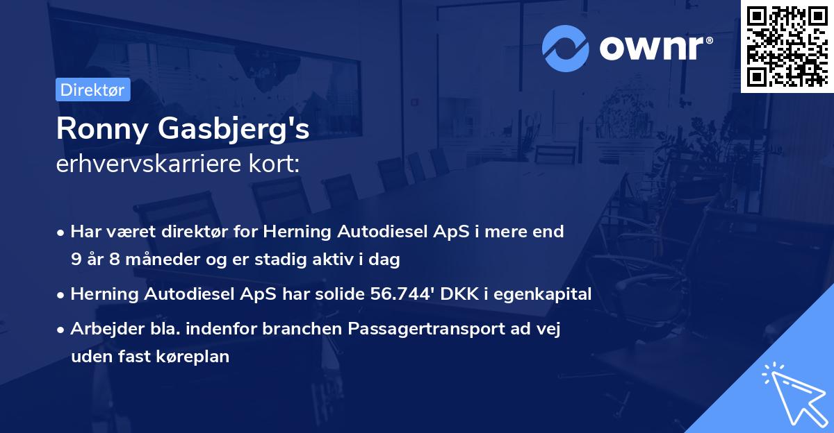 Ronny Gasbjerg's erhvervskarriere kort
