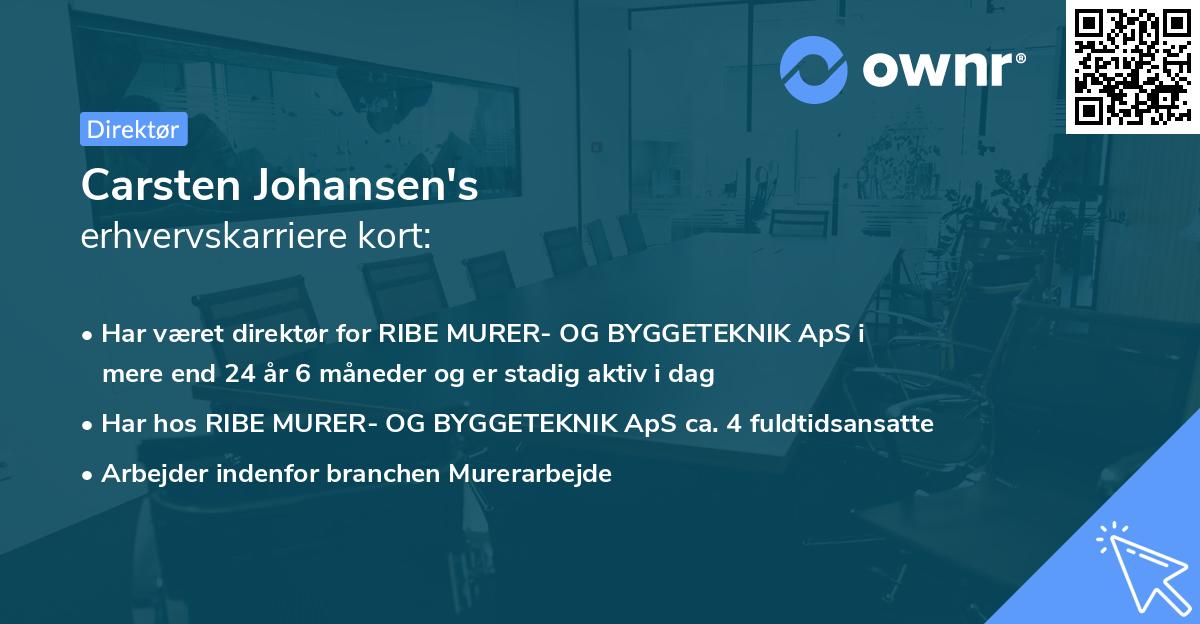 Carsten Johansen's erhvervskarriere kort